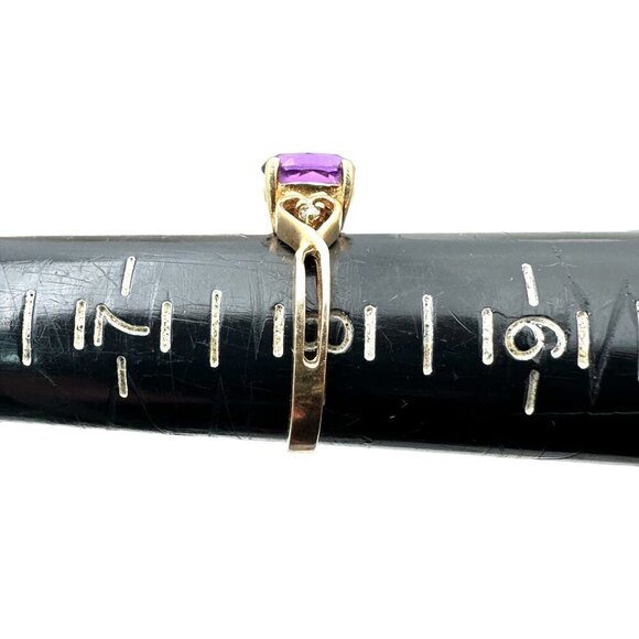 10K Gold Purple Amethyst White Sapphire Heart Ring Size 8 Gift for Girlfriend - Picture 4 of 6
